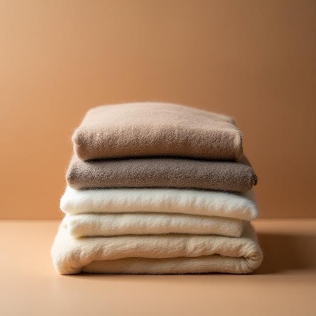 Premium merino fabrics stacked neatly
